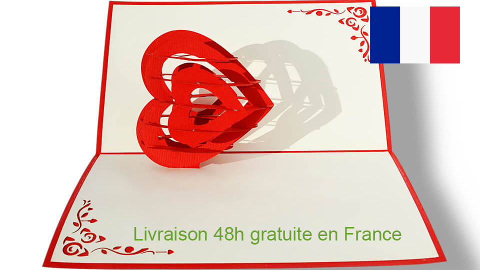 cadeau pour amoureux Carte de vœux 3D Pop Up faite à la main avec fleur flottante creuse pour anniversaire mari épouse amie Saint-Valentin petite amie 
