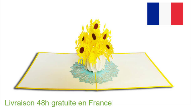 Tournesol-carte pop up fleur 3D chez cartepopup.com