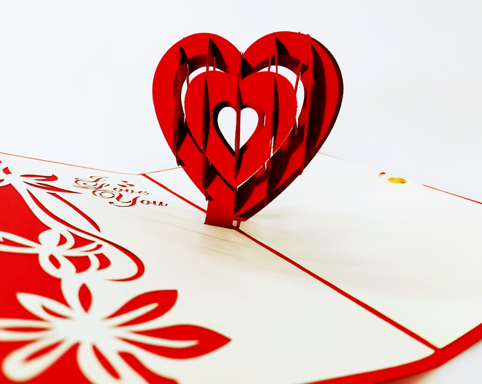 Love Love Love Pop-up Carte de vœux Original seconde Nature 3D Pop Up cartes