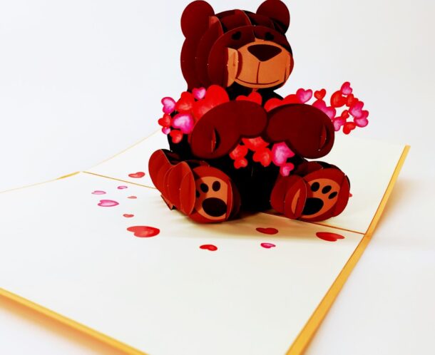 Teddy oursons amour-carte Pop Up 3D, carte de voeux, carte d'amour, Valentin chez cartepopup.com